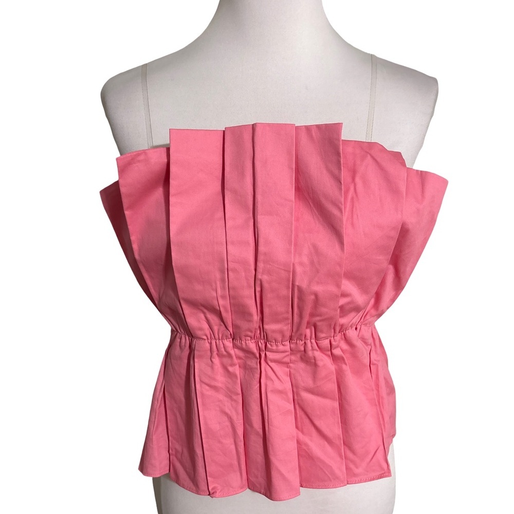 DO+BE Pink Strapless Pleated Crop Top